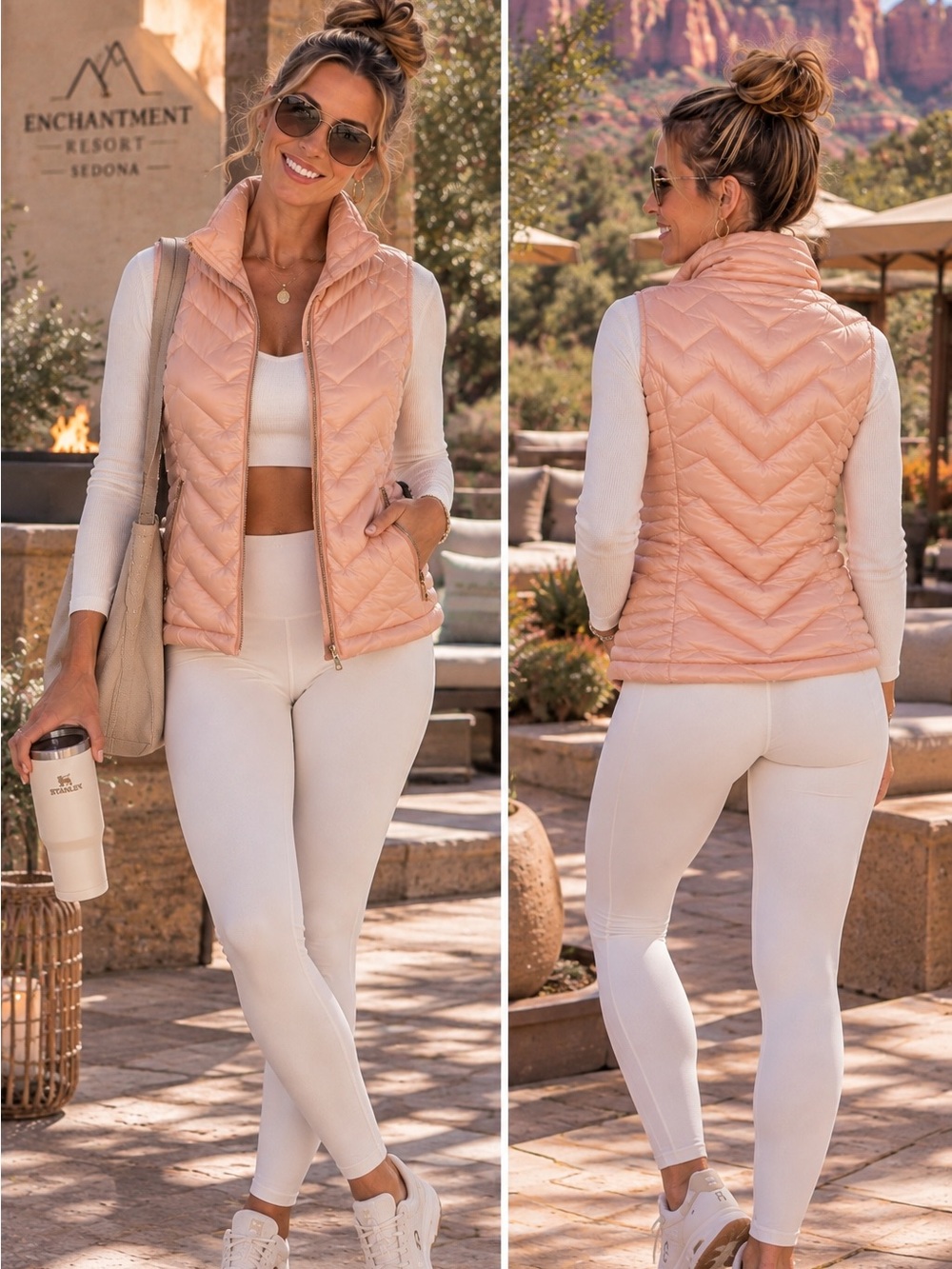 Calvin Klein Peach Quilted Packable Women's Vest
